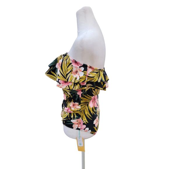 NWT‎ Kona Sol Strapless Double Flounce Floral Print High Coverage Swimsuit - Picture 5 of 12